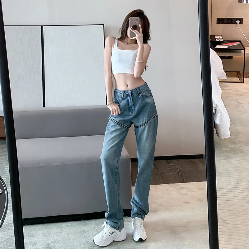 ZHISILAO High Waist Ripped Jeans Women Streetwear Zipped Hollow Out Denim Pants Plus Size Retro Wide Leg Jeans Summer 2021
ZHISILAO High Waist Ripped Jeans Women Streetwear Zipped Hollow Out Denim Pants Plus Size Retro Wide Leg Jeans Summer 2021