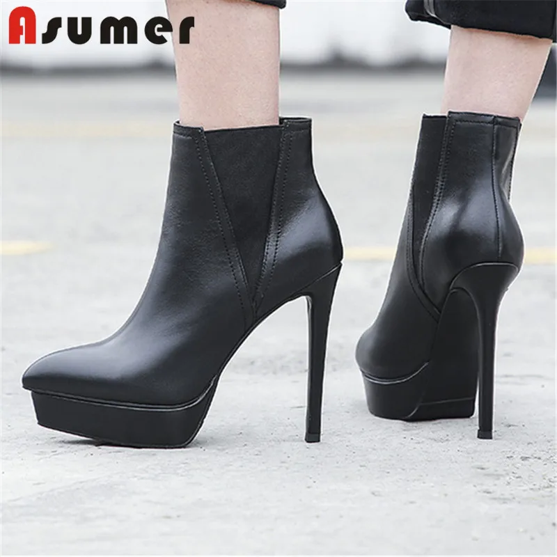 ASUMER 2021 newest 13cm sexy thin high heels ladies genuine leather boots pointed toe autumn winter ankle boots women black
ASUMER 2021 newest 13cm sexy thin high heels ladies genuine leather boots pointed toe autumn winter ankle boots women black