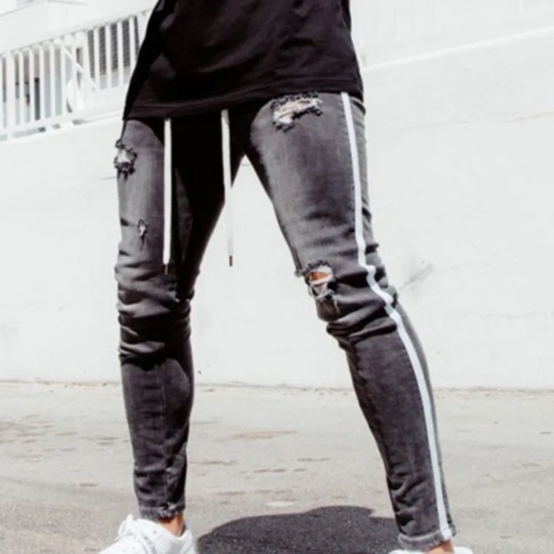 Puimentiua Trendy Men Skinny Jean Biker Destroyed Frayed Fit Denim Ripped Denim Pants Side Stripe Pencil Pant Hip Hop Streetwear
Puimentiua Trendy Men Skinny Jean Biker Destroyed Frayed Fit Denim Ripped Denim Pants Side Stripe Pencil Pant Hip Hop Streetwear