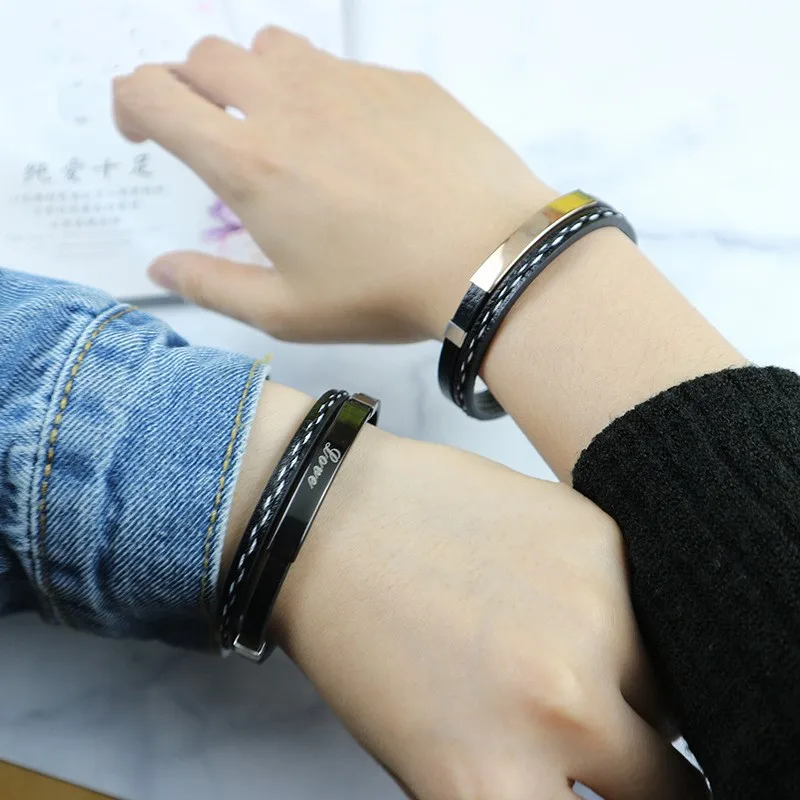 Leather Wrap double-layered Bracelet Black/Rosegold/Silver Color Love Couple Gift Stainless steel Charms Personal Jewelry
Leather Wrap double-layered Bracelet Black/Rosegold/Silver Color Love Couple Gift Stainless steel Charms Personal Jewelry