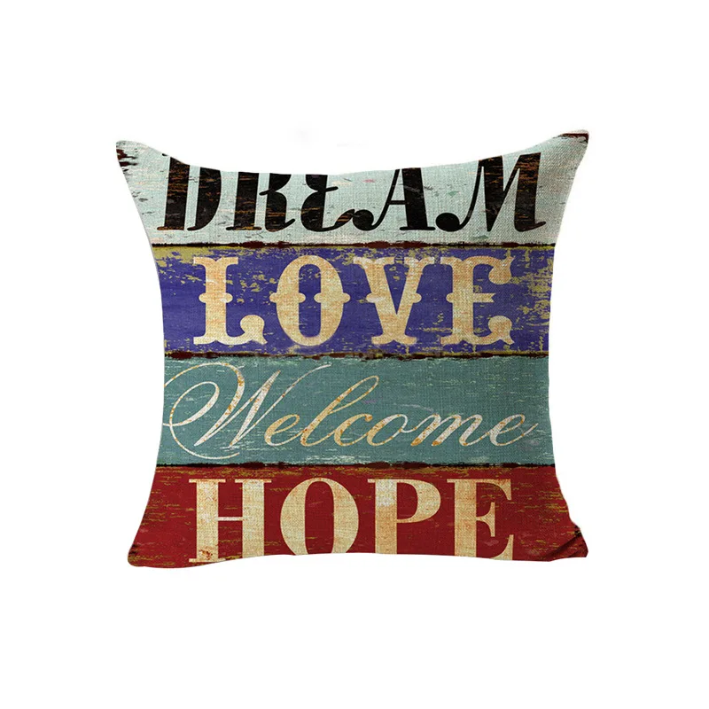 New retro proverbs Mediterranean letter personality linen pillow cover cushion cover45*45cm