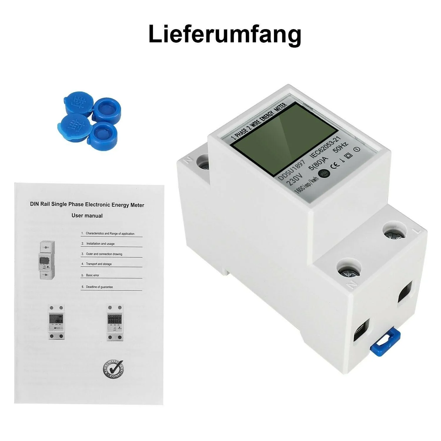 LCD Electric Energy Meter DDM15SD AC 230V/50HZ Single-phase Electronic DIN Guideway Active Energy Meter With Backlight
LCD Electric Energy Meter DDM15SD AC 230V/50HZ Single-phase Electronic DIN Guideway Active Energy Meter With Backlight
