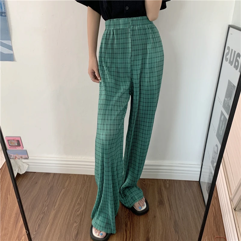 Limiguyue Fashion Summer Plaid Pants Wide Leg Loose Women Elastic High Waist Pants Basic Casual Long Straight Trousers K2379
Limiguyue Fashion Summer Plaid Pants Wide Leg Loose Women Elastic High Waist Pants Basic Casual Long Straight Trousers K2379