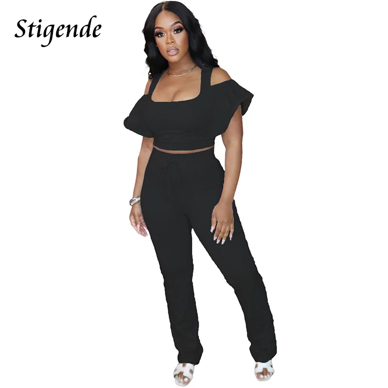 Stigende Women Sexy Two Piece Pants Set Summer Off Shoulder Ruffle Sleeve Crop Top and Drawstring Trousers Casual 2 Pcs Outfit
Stigende Women Sexy Two Piece Pants Set Summer Off Shoulder Ruffle Sleeve Crop Top and Drawstring Trousers Casual 2 Pcs Outfit