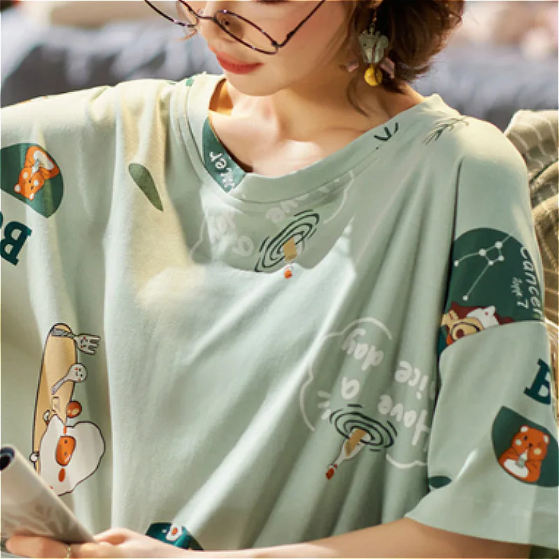 Sleepshirts Women Lady Sweet Girls Chic Half Sleeve Print Summer Adorable Soft Night Wear Kawaii Mujer Clothing Homewear Design
Sleepshirts Women Lady Sweet Girls Chic Half Sleeve Print Summer Adorable Soft Night Wear Kawaii Mujer Clothing Homewear Design