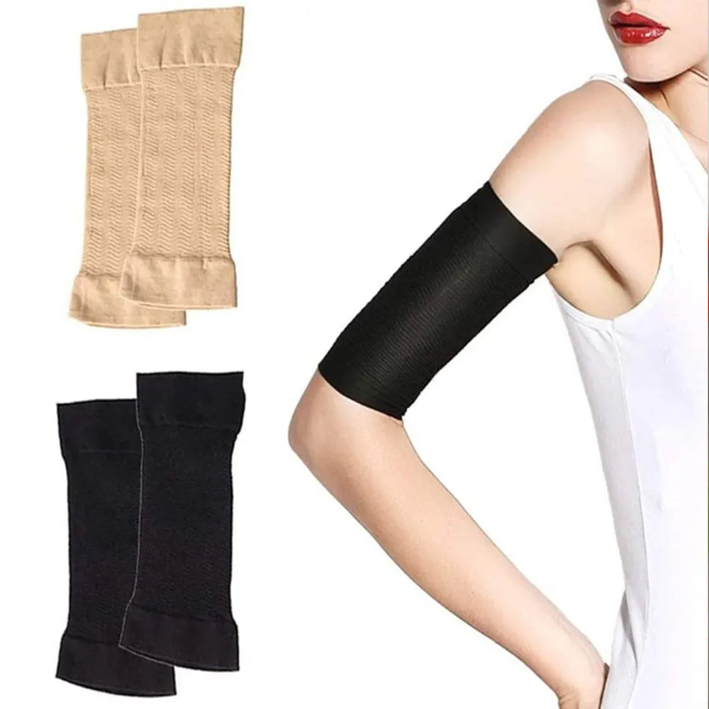 

1Pair Hot Charming Slim Arm Shaper Women Fat Burning Thin Arm Elastic Sleeve Armband Warmers Black Beige Legs Dual Use Slimming