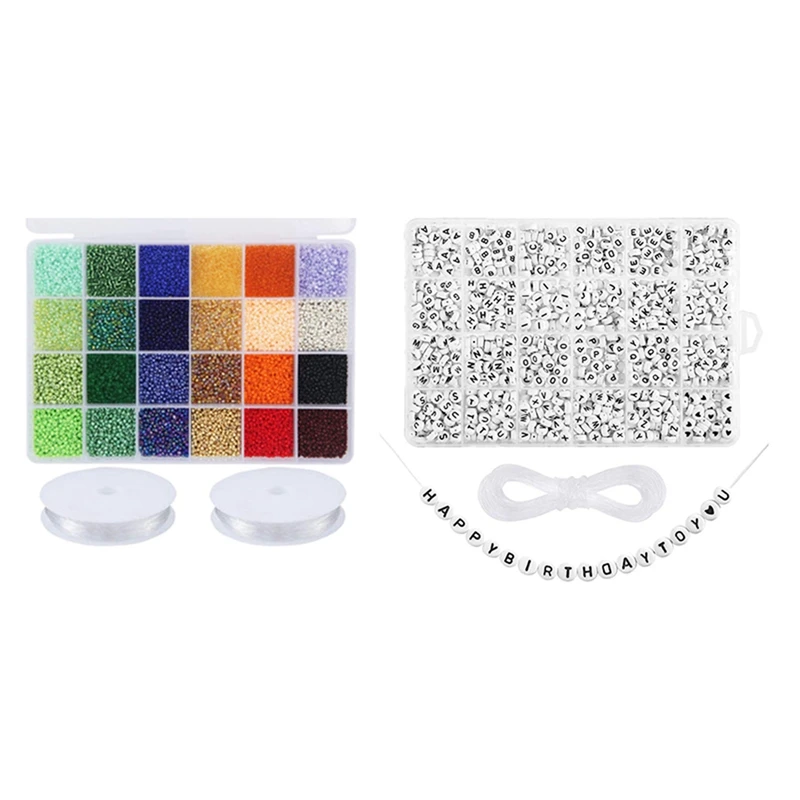 14400 Millet Beads Alphabet Bead Kit 2 Rolls of Crystal Line & 1200Pcs A-Z Acrylic Letter Beads 26 English Letters
14400 Millet Beads Alphabet Bead Kit 2 Rolls of Crystal Line & 1200Pcs A-Z Acrylic Letter Beads 26 English Letters