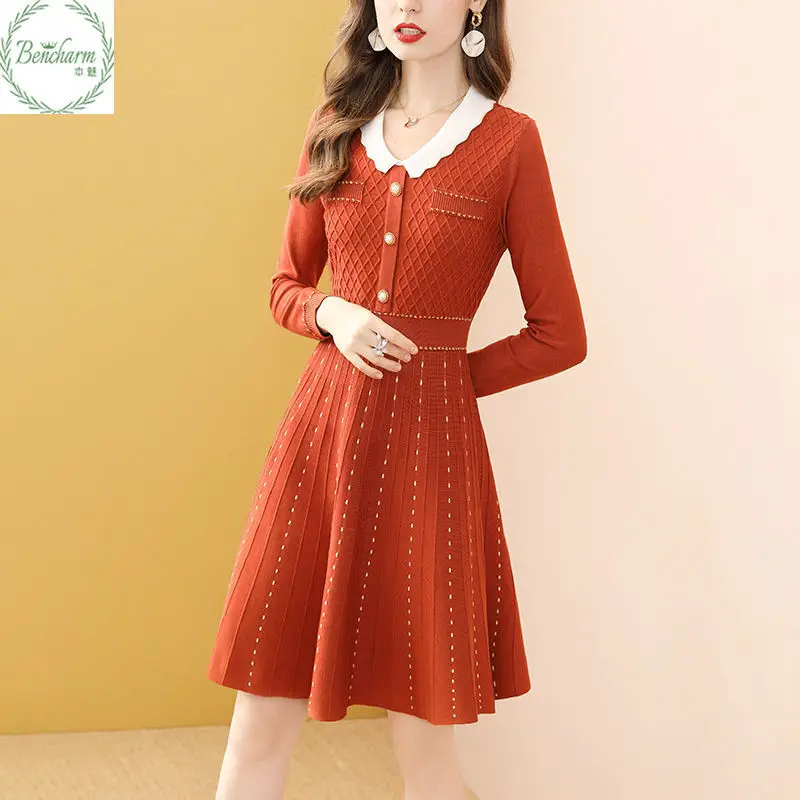 2022 New Slim Knit Stitching Dress Autumn and Winter Long-sleeved Doll Collar Sweater Plaid Bright Color Short Skirt H137
2022 New Slim Knit Stitching Dress Autumn and Winter Long-sleeved Doll Collar Sweater Plaid Bright Color Short Skirt H137