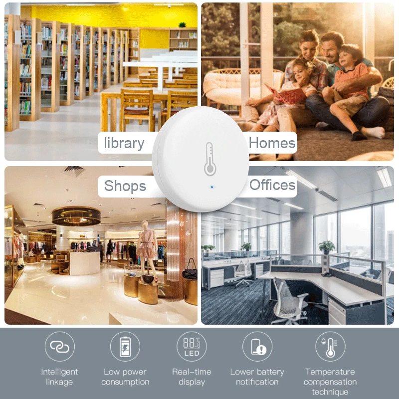 Умный датчик температуры и влажности AUBESS Tuya Smart ZigBee 3 0 с питанием от батареи