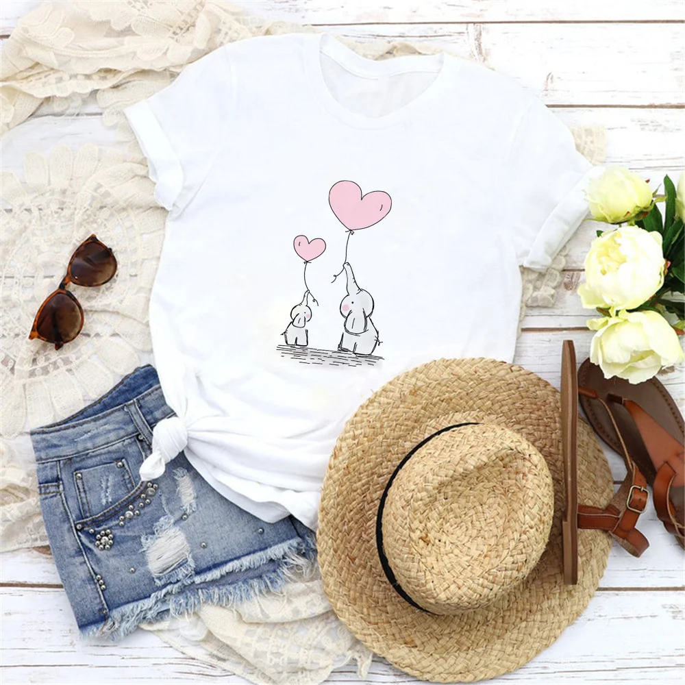 Women T Shirts Summer Short Sleeve Casual White O-neck Tshirt Flying Elephant Love Graphic Tees Harajuku Female Clothes
Women T Shirts Summer Short Sleeve Casual White O-neck Tshirt Flying Elephant Love Graphic Tees Harajuku Female Clothes
