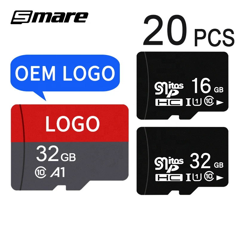 

Custom Logo Wholesale Real Capacity Memory Card 20PCS 32GB 16GB 8GB 64GB 128GB 256GB Micro SD Card Class10 U1 U3 SD Original Mem