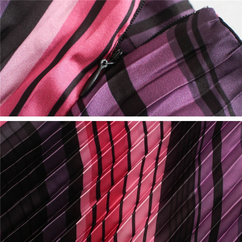 2020 New Arrival European Stain Stripe Pleated skirt High waist Mid-Calf Female skirt High Street Elegant Ladies YNZZU YB430 
2020 New Arrival European Stain Stripe Pleated skirt High waist Mid-Calf Female skirt High Street Elegant Ladies YNZZU YB430