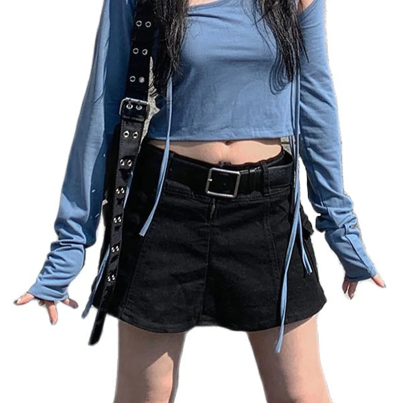 Fairycore Black Denim Mini Skirt Japanese Academia Harajuku Low Waist With Belt Pockets Jean Y2K Skirt Streetwear Women Costumes
Fairycore Black Denim Mini Skirt Japanese Academia Harajuku Low Waist With Belt Pockets Jean Y2K Skirt Streetwear Women Costumes