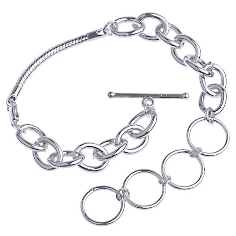 Miasol DIY Adjustable Interchangeable Linked Charm Bracelet 7.8 Inch Large Hole Beads For Diy Women Bracelets Jewelry Making | Украшения и