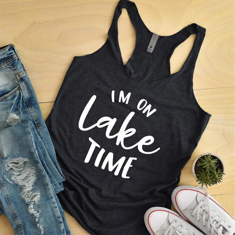 Summer Sexy Sleeveless Slogan Black Gym Workout Clothing Shirt Im on Lake Time Tank Women Tri-blend Racerback Tumblr Tank Top
Summer Sexy Sleeveless Slogan Black Gym Workout Clothing Shirt Im on Lake Time Tank Women Tri-blend Racerback Tumblr Tank Top