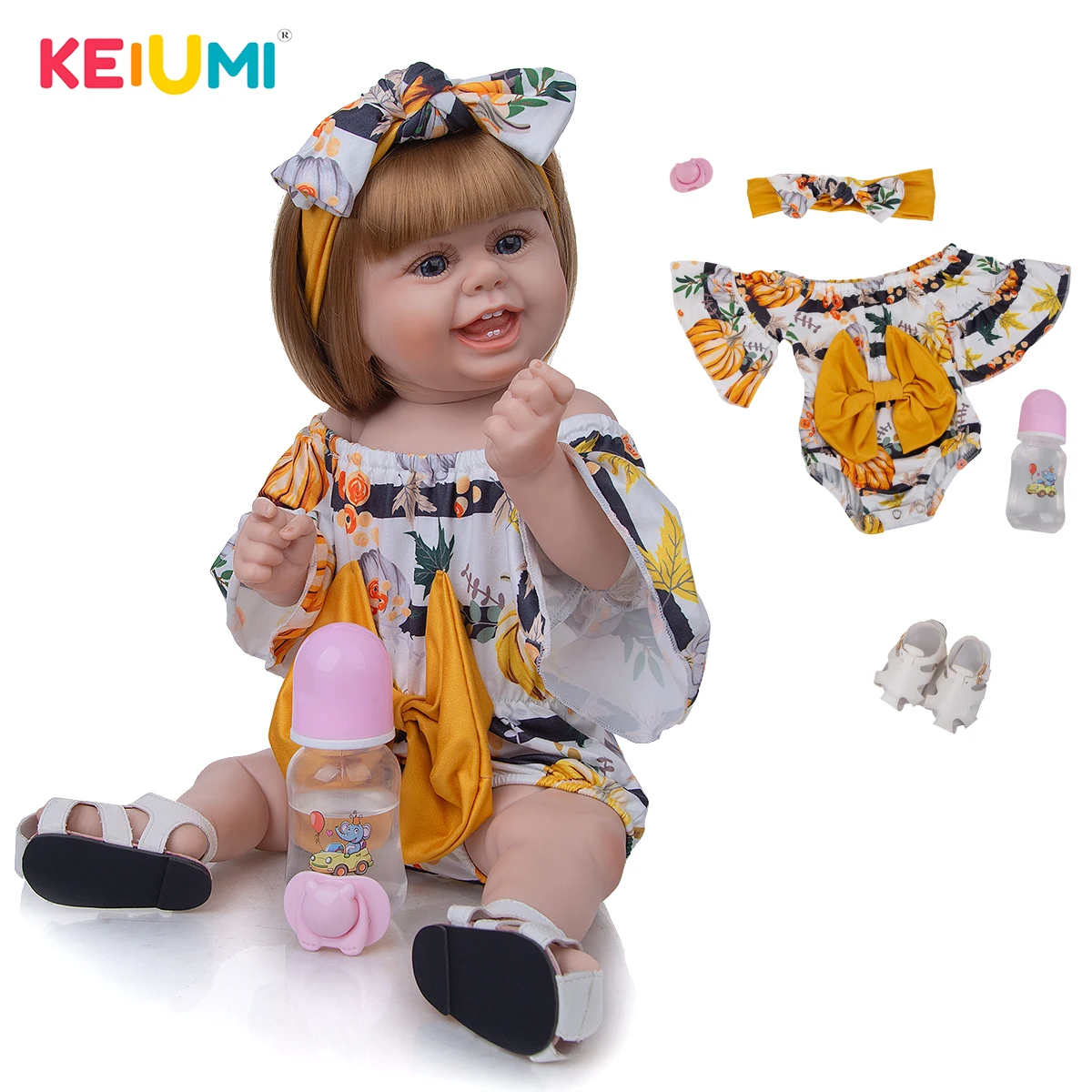 KEIUMI 22 Inch Pasted Wig Hair Yellow Bow Reborn Doll Well Packaged Accessories Free Baby Girl For Collection Toy
KEIUMI 22 Inch Pasted Wig Hair Yellow Bow Reborn Doll Well Packaged Accessories Free Baby Girl For Collection Toy