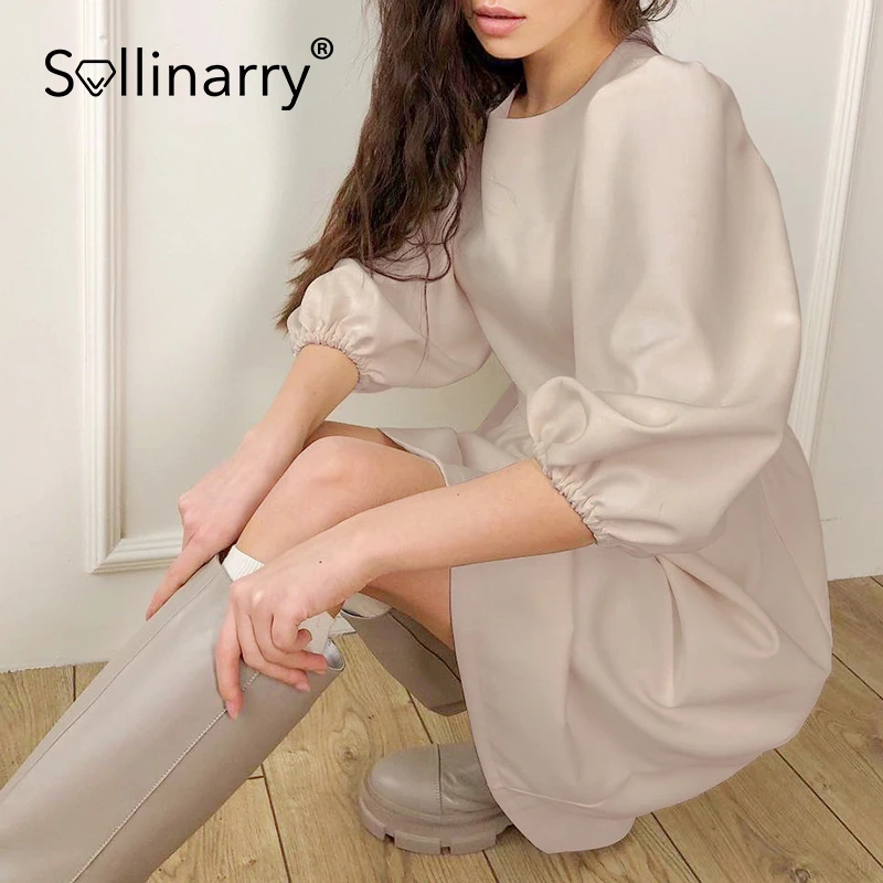 Sollinarry Loose Elegant O-neck Puff Sleeve Dress Casual Solid High Waist Spring Women Dresses High Street A-line Vestidos 2021
Sollinarry Loose Elegant O-neck Puff Sleeve Dress Casual Solid High Waist Spring Women Dresses High Street A-line Vestidos 2021