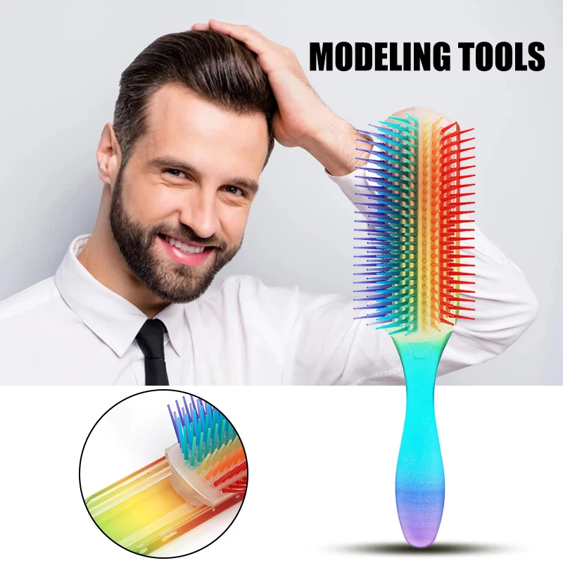 Rainbow Colored 9 Rows Combs Plastic Detachable Design Round Tooth Men's Oil Hair Styling Comb for Combing and Shaping SK88
Rainbow Colored 9 Rows Combs Plastic Detachable Design Round Tooth Men's Oil Hair Styling Comb for Combing and Shaping SK88