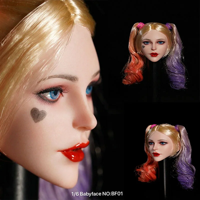 Babyface BF01 1/6 Female Joker Head Carved Real Eyelashes PVC Female Clown Soldier Head Carving Fit 12'' Action Figure Body
Babyface BF01 1/6 Female Joker Head Carved Real Eyelashes PVC Female Clown Soldier Head Carving Fit 12'' Action Figure Body