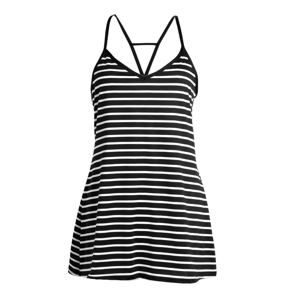 Women Summer Beach Skirt Hot Fashion Female Summer Cool Black And White Stripes Loose V-neck Halter Dress Dropshipping
Women Summer Beach Skirt Hot Fashion Female Summer Cool Black And White Stripes Loose V-neck Halter Dress Dropshipping