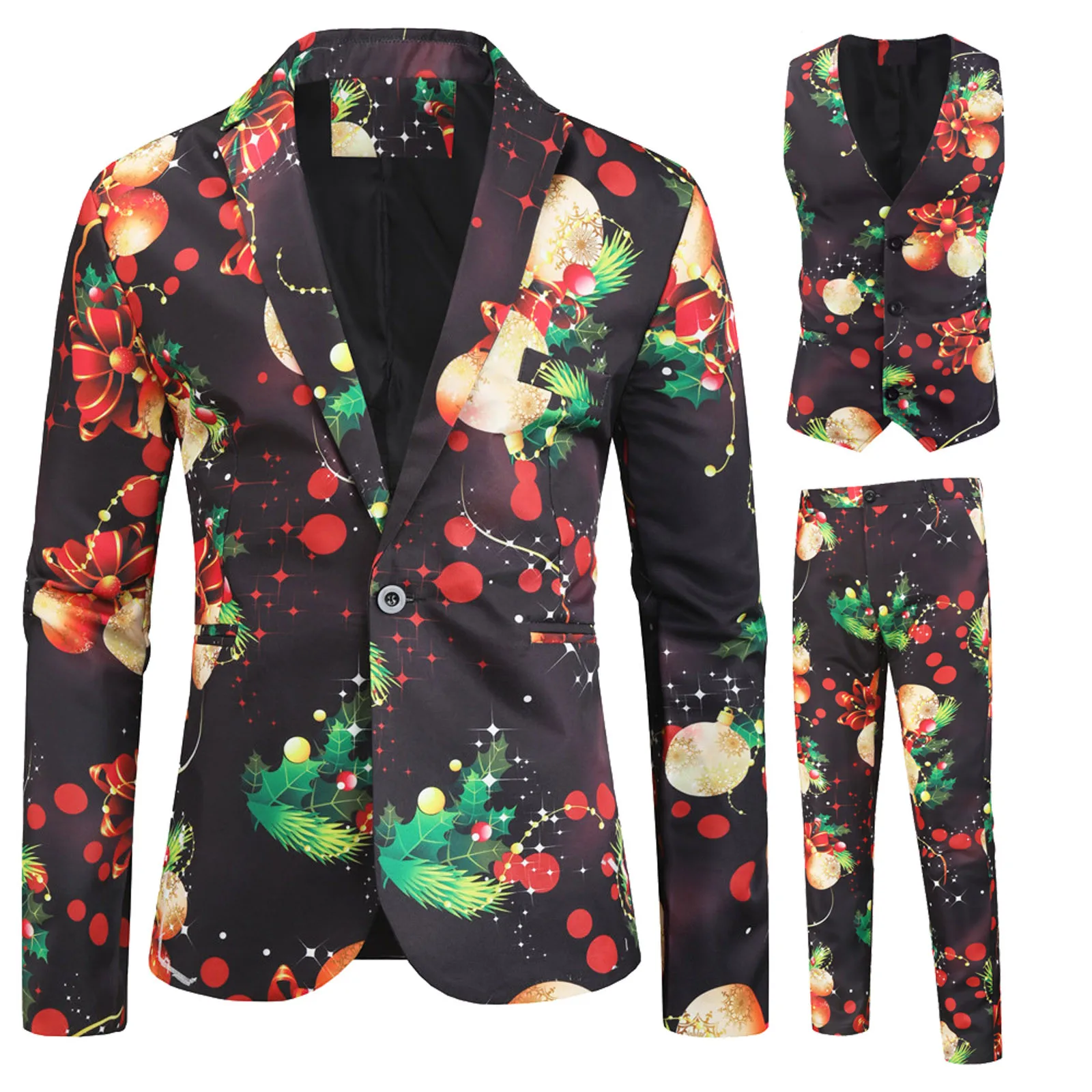 Christmas Three Set Of Fashion Pants Printed Casual Vest Men's Jacket Suit Men Suits & Sets Men'S Suits
Christmas Three Set Of Fashion Pants Printed Casual Vest Men's Jacket Suit Men Suits & Sets Men'S Suits