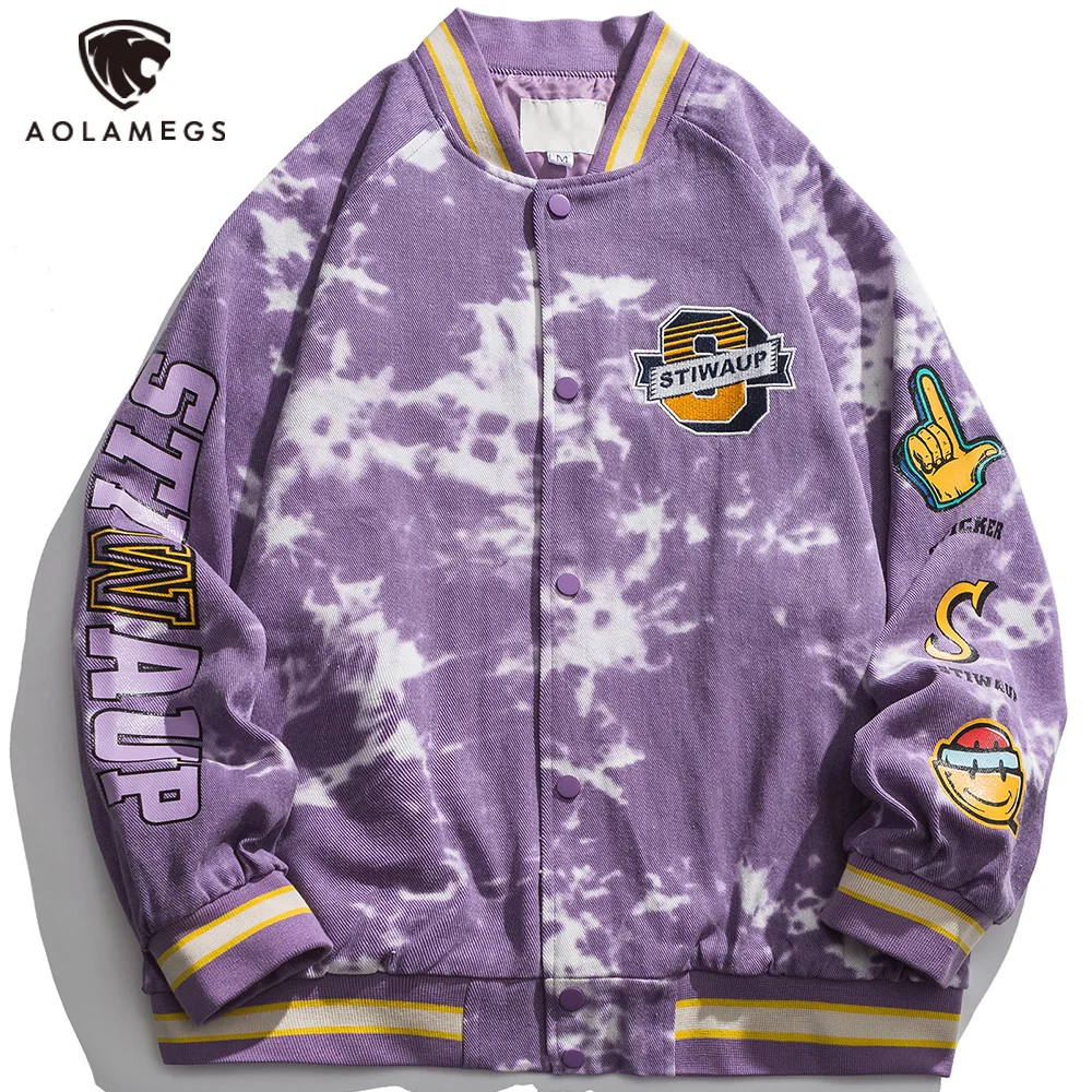 Aolamegs Jackets Men Tie-dyed Vintage Harajuku Casual Varsity Jacket Letter Print Embroidery Streetwear High Street Coats Autumn
Aolamegs Jackets Men Tie-dyed Vintage Harajuku Casual Varsity Jacket Letter Print Embroidery Streetwear High Street Coats Autumn