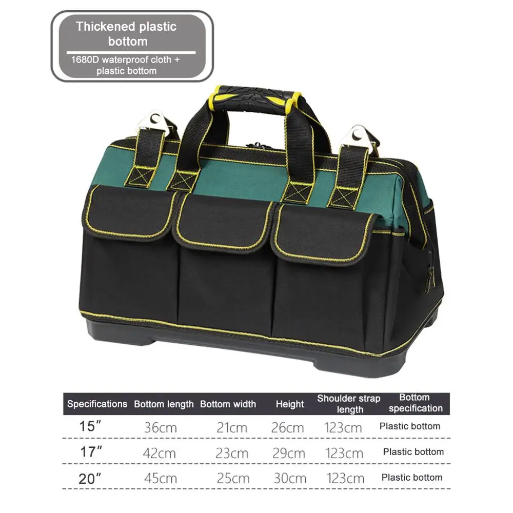 15/17/20 inch New Tool Bag Large Capacity Oxford Canvas Waterproof Bag Wear-Resistant Tool Repair Storage Electrician Bag
15/17/20 inch New Tool Bag Large Capacity Oxford Canvas Waterproof Bag Wear-Resistant Tool Repair Storage Electrician Bag
