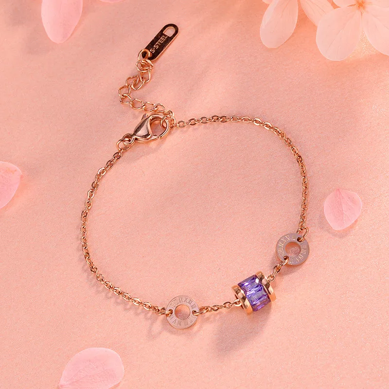 Exquisite Purple Transfer Bead Titanium Steel Bracelet For Women Girls Carved Roman Numerals Bangle Jewelry Accessory
Exquisite Purple Transfer Bead Titanium Steel Bracelet For Women Girls Carved Roman Numerals Bangle Jewelry Accessory