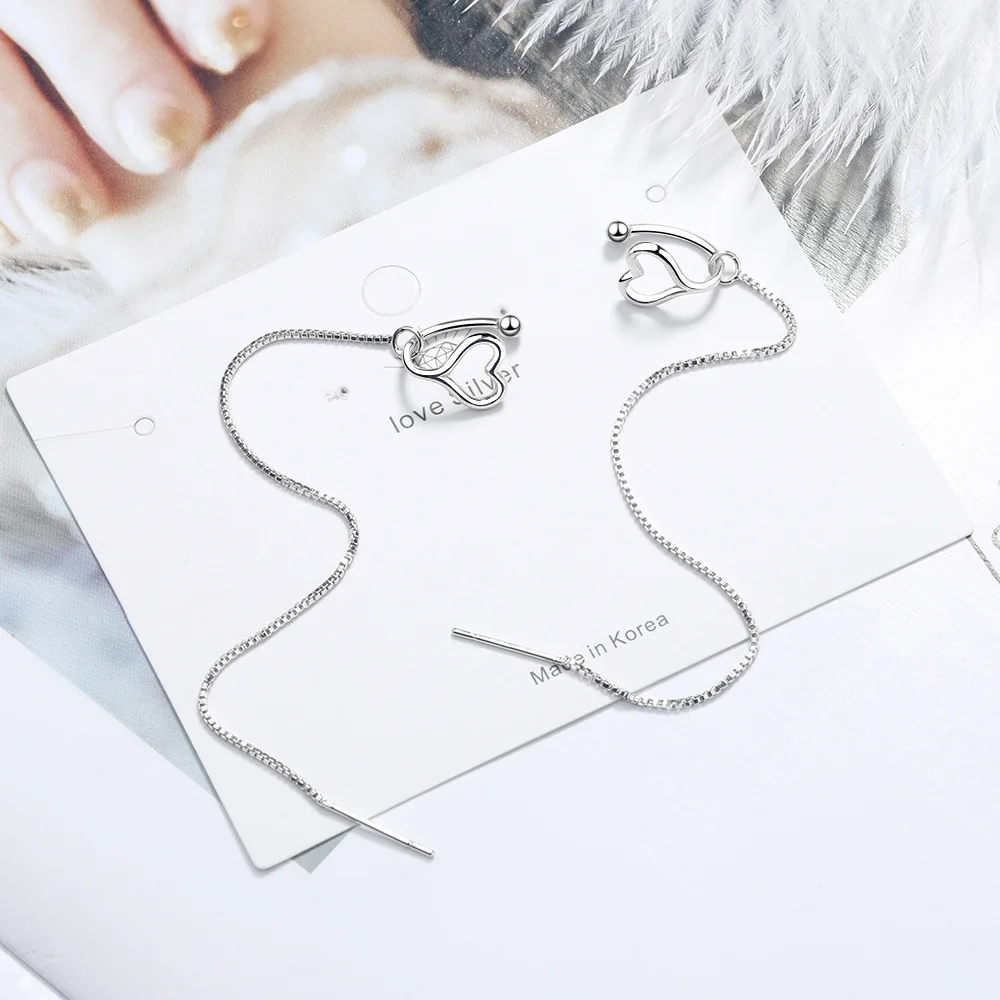 Simple Heart With Long Chain S925 Sterling Silver Earrings For Women Love Heart Earrings Jewelry aretes de mujer
Simple Heart With Long Chain S925 Sterling Silver Earrings For Women Love Heart Earrings Jewelry aretes de mujer