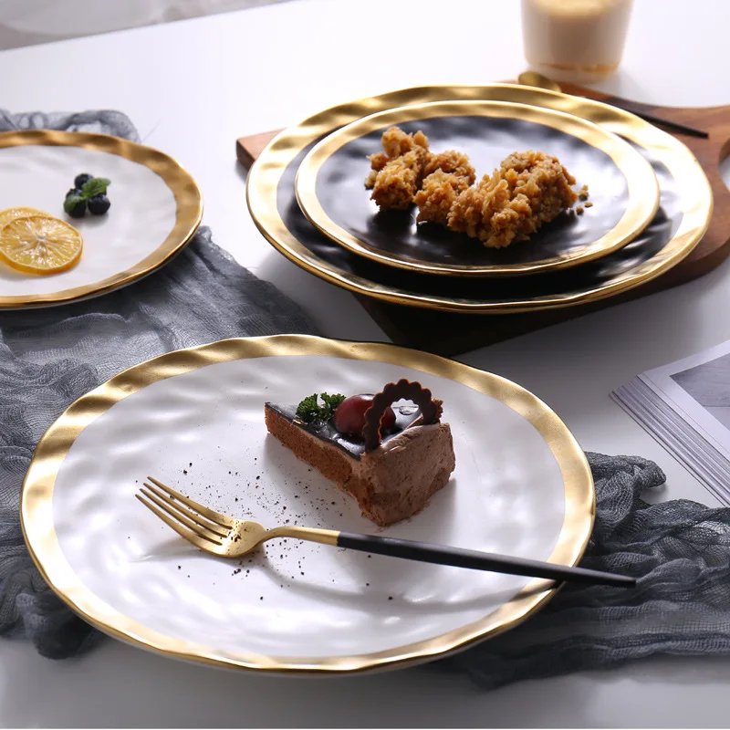 8inch 10inch Gold Ceramic plate dish White Black Tableware set Porcelain jewelry luxury Service plate Tray sets Kitchen
8inch 10inch Gold Ceramic plate dish White Black Tableware set Porcelain jewelry luxury Service plate Tray sets Kitchen