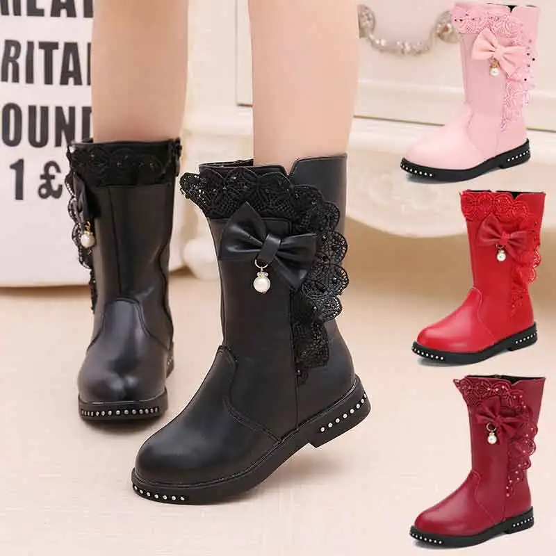 Winter Autumn Kids Boots Butterfly-knot Rivet Pearl Lace Princess Girls Dress Shoes PU Leather Botas Size27-39 Teenage Snowboots
Winter Autumn Kids Boots Butterfly-knot Rivet Pearl Lace Princess Girls Dress Shoes PU Leather Botas Size27-39 Teenage Snowboots