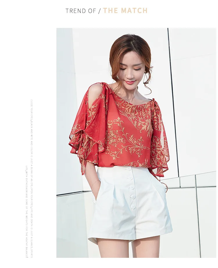 2020 Printed Feifei Sleeve Loose Chiffon Shirt Summer Horizontal Neck Exposed Shoulder Top Women
2020 Printed Feifei Sleeve Loose Chiffon Shirt Summer Horizontal Neck Exposed Shoulder Top Women