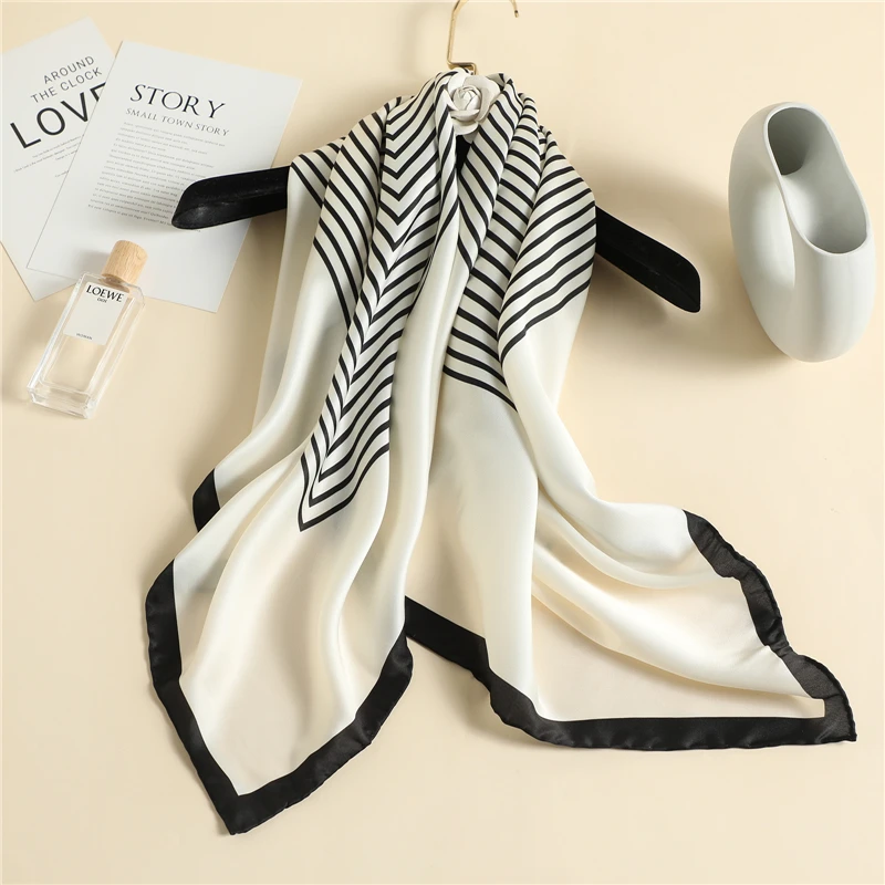 Twill Silk Square Scarf Women Fashion Striped Print Hijab Neck Scarves Foulard Female High Quality Headband Kerchief Bandana
Twill Silk Square Scarf Women Fashion Striped Print Hijab Neck Scarves Foulard Female High Quality Headband Kerchief Bandana