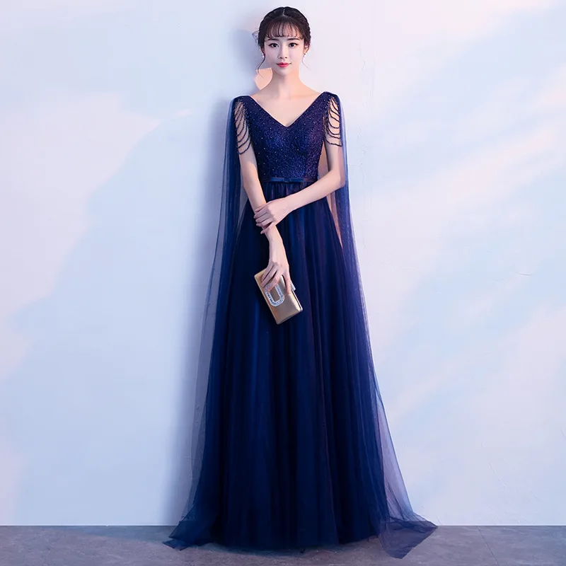 Women Banquet Mesh Dress Tassel Floor-Length Navy Blue Pleated Evening Dresses Autumn Sexy V-Neck Prom Gown Skirt S-3XL Vestidos
Women Banquet Mesh Dress Tassel Floor-Length Navy Blue Pleated Evening Dresses Autumn Sexy V-Neck Prom Gown Skirt S-3XL Vestidos