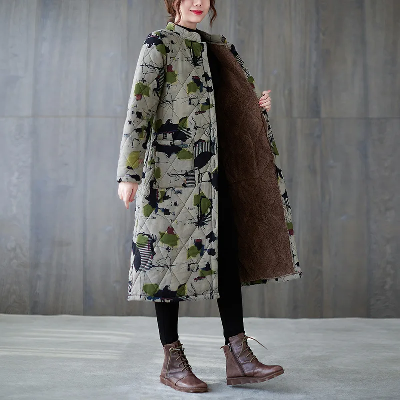 In Winter, Cotton, Linen, Velvet and Cotton Padded National Style Stand Collar Long Sleeve Cotton-padded Women
In Winter, Cotton, Linen, Velvet and Cotton Padded National Style Stand Collar Long Sleeve Cotton-padded Women