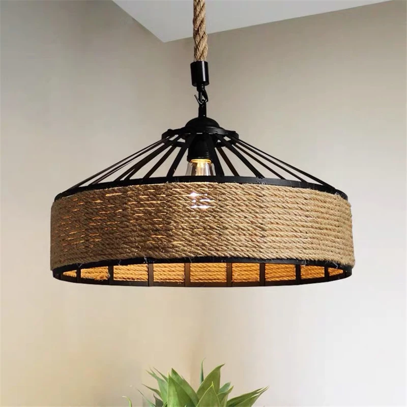 Countryside Hemp Rope Retro Pendant Light Wrought Iron Cage Vintage Hanging Lamp for Restaurant Cafe Bar Decor Lighting Fixtures
Countryside Hemp Rope Retro Pendant Light Wrought Iron Cage Vintage Hanging Lamp for Restaurant Cafe Bar Decor Lighting Fixtures