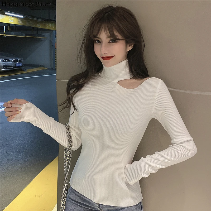 2021 Sexy Knitted Sweater Off Shoulder Pullovers Sweater for Women Long Sleeve Turtleneck Female Jumper Black White Clothing
2021 Sexy Knitted Sweater Off Shoulder Pullovers Sweater for Women Long Sleeve Turtleneck Female Jumper Black White Clothing