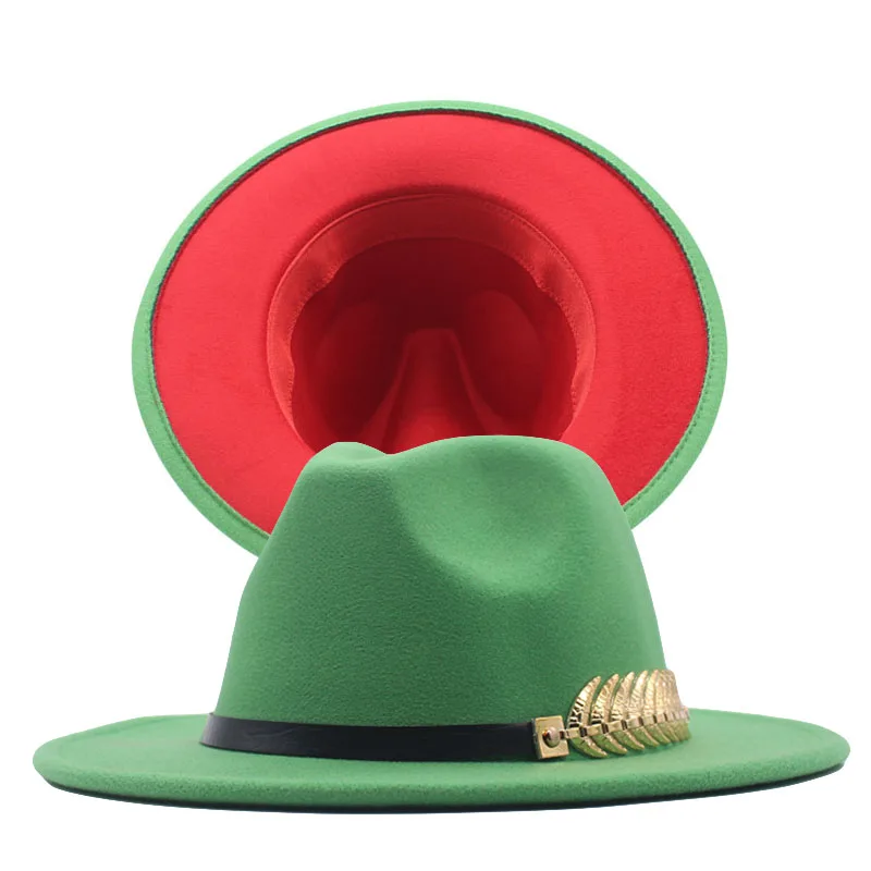 Fashion Double-Sided Color Matching Wool Felt Fedora Hat Band Men Women Flat Brim Jazz Hat Metal Fish Bone New Autumn Church Hat
Fashion Double-Sided Color Matching Wool Felt Fedora Hat Band Men Women Flat Brim Jazz Hat Metal Fish Bone New Autumn Church Hat
