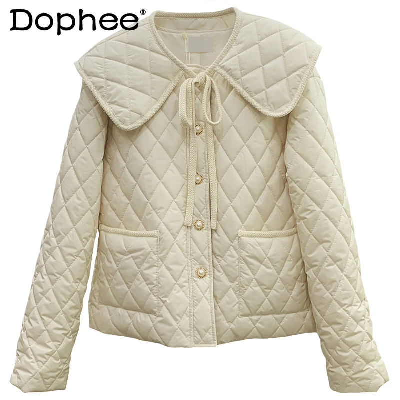 2021 Winter Clothes Western Style Doll Collar Rhombus Plaid Cotton Coat Jacket Female Loose Thickening Keep Warm Cotton-Padded
2021 Winter Clothes Western Style Doll Collar Rhombus Plaid Cotton Coat Jacket Female Loose Thickening Keep Warm Cotton-Padded
