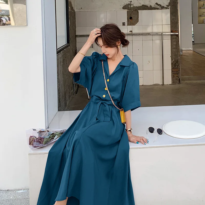 Long Purple Chiffon Dress Women Summer 2020 Women's Short-sleeved Lapel Single-breasted Dress Temperament Was Thin Vestidos Q35
Long Purple Chiffon Dress Women Summer 2020 Women's Short-sleeved Lapel Single-breasted Dress Temperament Was Thin Vestidos Q35