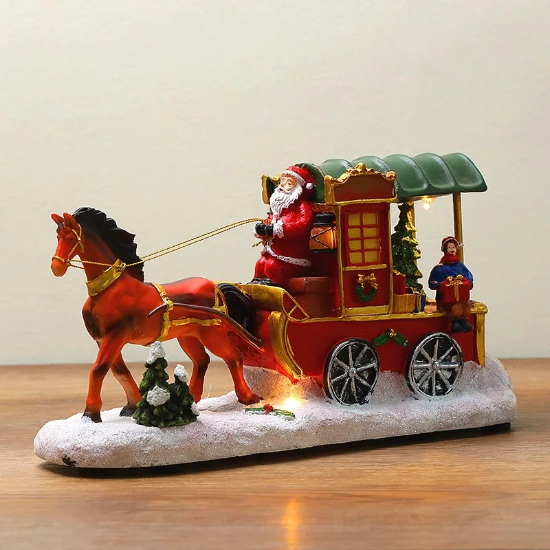 Christmas Ornaments Horse-drawn Cart Santa Claus Spin Tree Home Decor Luminous Music Snow House Resin Crafts Christmas Gifts Toy
Christmas Ornaments Horse-drawn Cart Santa Claus Spin Tree Home Decor Luminous Music Snow House Resin Crafts Christmas Gifts Toy