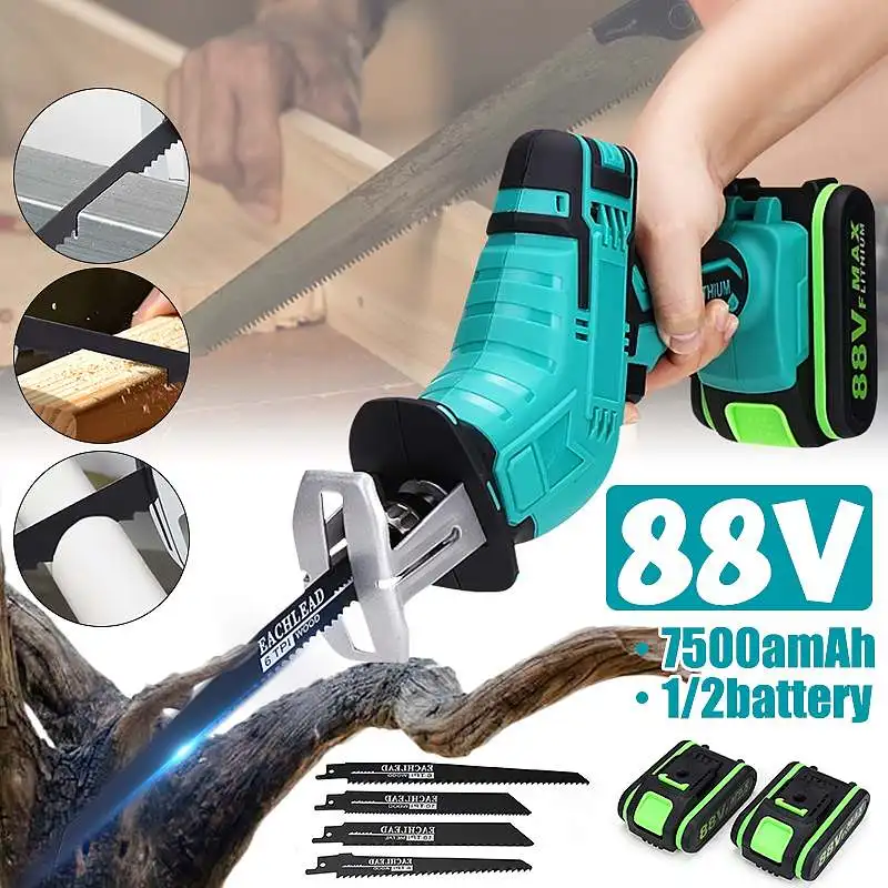 88V Cordless Reciprocating Saw Portable Electric Saw Replacement Metal Wood Cutting Machine Power Tool For Makita 18V Battery
88V Cordless Reciprocating Saw Portable Electric Saw Replacement Metal Wood Cutting Machine Power Tool For Makita 18V Battery