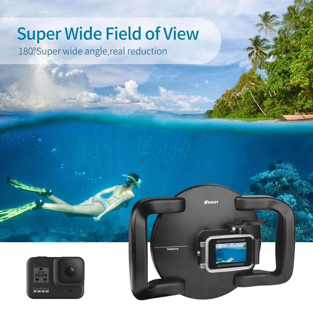 6'' Diving Dome Port for GoPro Hero 8 Black Waterproof Lens Cover Housing Case Dual Handle Trigger for Go Pro 8 Accessory 
6'' Diving Dome Port for GoPro Hero 8 Black Waterproof Lens Cover Housing Case Dual Handle Trigger for Go Pro 8 Accessory