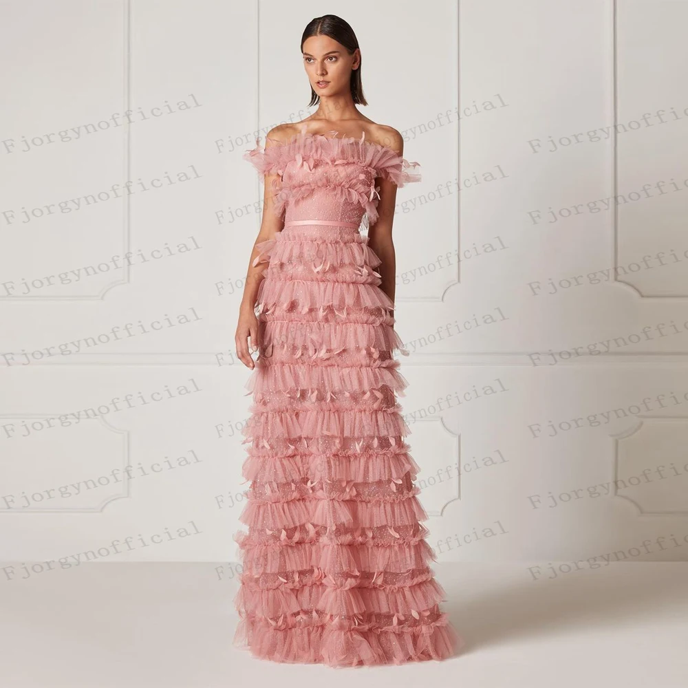 Strapless Multilayer Pink Formal Dresses Custom Made Floor Length Zipper Back Feather Tulle Evening Gowns Birthday Party Dress
Strapless Multilayer Pink Formal Dresses Custom Made Floor Length Zipper Back Feather Tulle Evening Gowns Birthday Party Dress