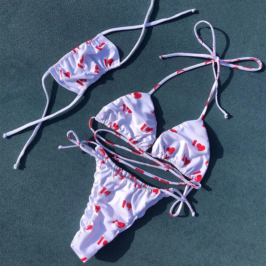 

Mini Bikini Female Swimsuit Women Swimwear Twopieces Bikini set Bather Bathing Suit Swim Ladies Solid Stripe Printed Bikini#W