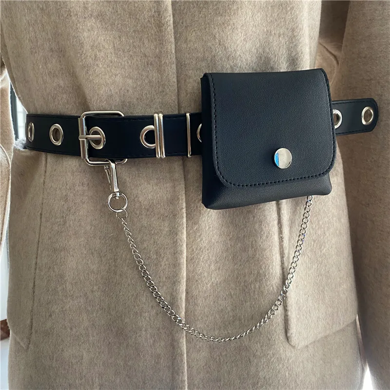 Punk New Silver Pin Buckle Tassel Chain Belt Black Faux Leather Hollow Rivet Waist Strap HOT Small Phone Pouch Bag Bar Girl Jean
Punk New Silver Pin Buckle Tassel Chain Belt Black Faux Leather Hollow Rivet Waist Strap HOT Small Phone Pouch Bag Bar Girl Jean