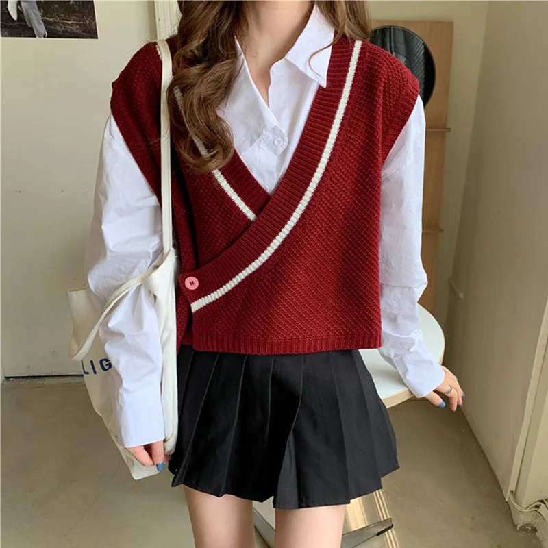 Streetwear Sweater Vest for Women 2020 Autumn Winter Hit Color Pullover Vest Knitted Vest Sleeveless Jecket Gilet Femme
Streetwear Sweater Vest for Women 2020 Autumn Winter Hit Color Pullover Vest Knitted Vest Sleeveless Jecket Gilet Femme
