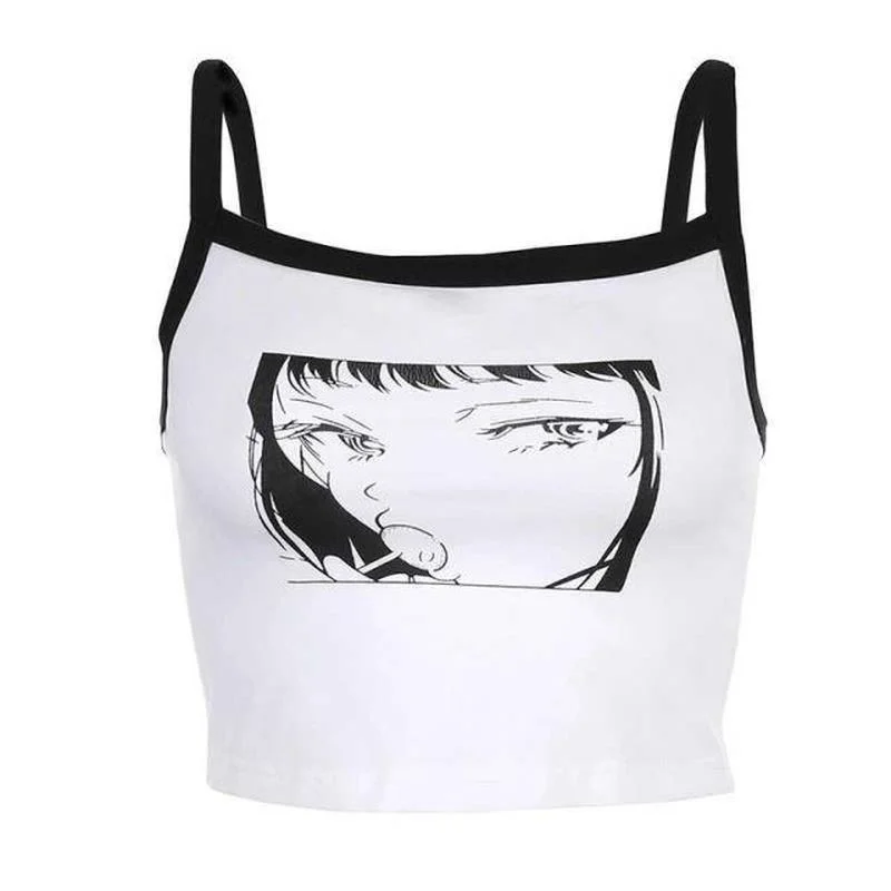 Anime Sleep Tops Kawaii Room Wear Japanese Pajamas for Girls Women Summer Cute Cartoon Print Pyjama Vitality Umbilical Vest 2021
Anime Sleep Tops Kawaii Room Wear Japanese Pajamas for Girls Women Summer Cute Cartoon Print Pyjama Vitality Umbilical Vest 2021