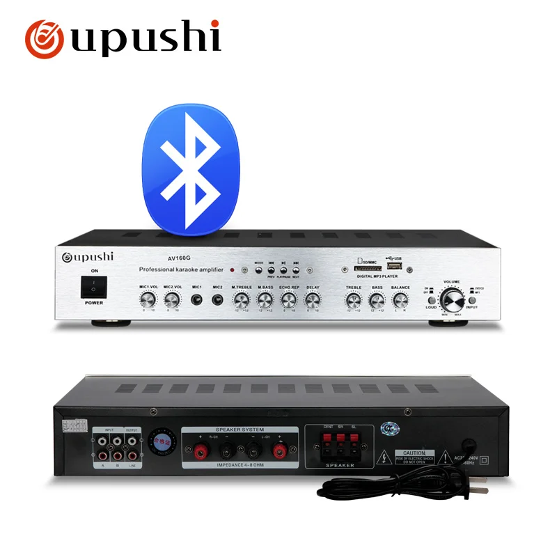 Усилитель Oupushi AV160G с фиксированным сопротивлением стерео Bluetooth для кинотеатра и