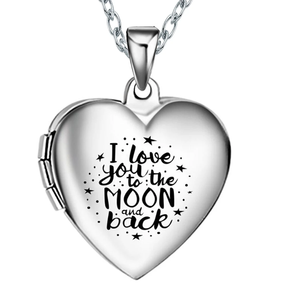 Stainless Steel I love you to the moon and back Photo memory locket Heart Pendants Necklace pictures locket Jewelry for Women
Stainless Steel I love you to the moon and back Photo memory locket Heart Pendants Necklace pictures locket Jewelry for Women